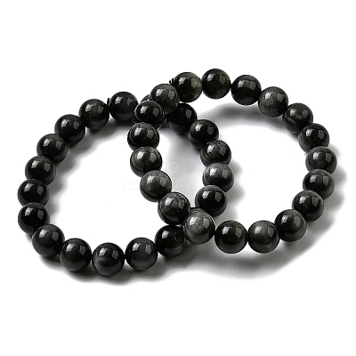 Grade A Natural Eagle Eye Stone Round Beads Stretch Bracelets for Women BJEW-L712-B06-10mm-1