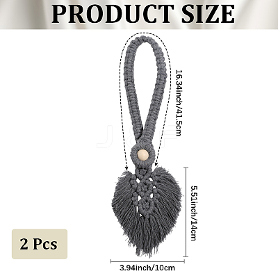 2Pcs Handmade Macrame Leaf Curtain Tiebacks AJEW-CN0003-65C-1