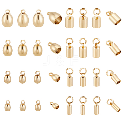 32Pcs 8 Style 201 Stainless Steel Cord Ends STAS-UN0027-12-1