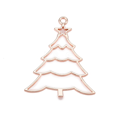 Rack Plating Alloy Open Back Bezel Pendants PALLOY-Q351-10RG-FF-1
