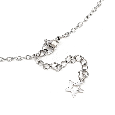 201 Stainless Steel Sun Moon Star Pendant Natural Sunstone & 304 Stainless Steel Link Chain 3 Layer Necklaces for Women NJEW-JN05470-01-1