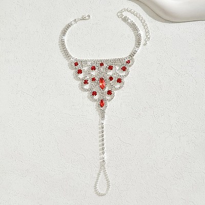Beach Triangle Brass Rhinestone Toe Ring Anklets for Women FS-WG6EC5D-02-1