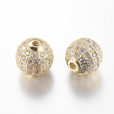 Brass Cubic Zirconia Beads ZIRC-F001-15G-1