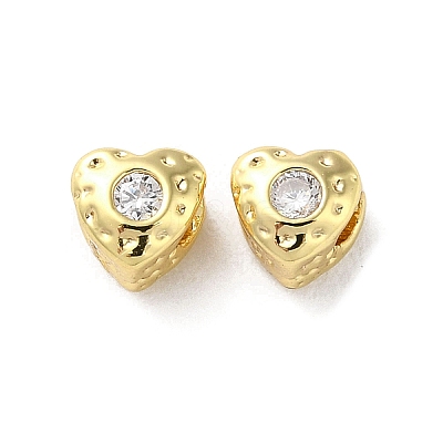 Valentine's Day Brass Micro Pave Cubic Zirconia Beads KK-P256-10G-01-1