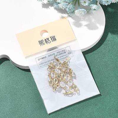 SHEGRACE Brass Pave Cubic Zirconia Oval Connector Charms XGRQ2O331-437A-G-1