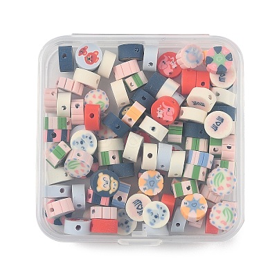 100Pcs 2 Styles Handmade Polymer Clay Beads CLAY-FP0001-11B-1