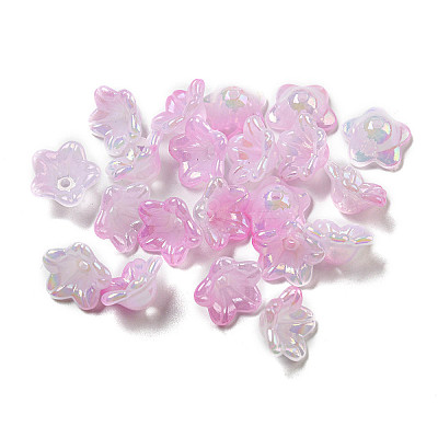 Iridescent Acrylic Bead Caps X-OACR-C021-08G-1