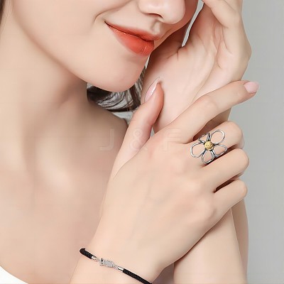 Hollow Flower Alloy Open Cuff Ring FS-WGDF3EE-01-1