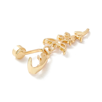 Leaf Cubic Zirconia Charm Belly Ring LS-AJEW-F057-06G-1