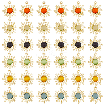 36Pcs 6 Colors Cat Eye Pendants FIND-HY0002-83-1