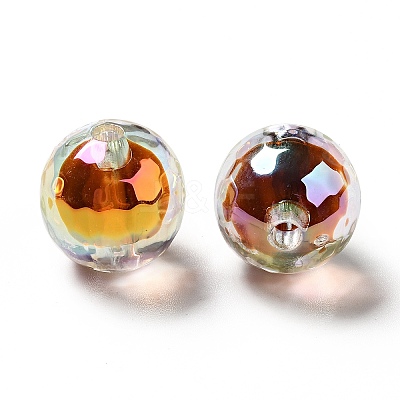 Two Tone UV Plating Rainbow Iridescent Acrylic Beads TACR-D010-03B-09-1