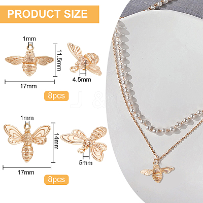 16Pcs 2 Styles Brass Pendants KK-BC0010-03-1