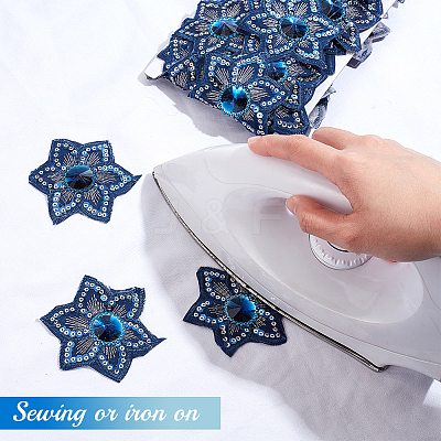Iron on/Sew on Ethnic Style Embroidery Flower Polyester Lace Ribbons OCOR-WH0060-47B-1