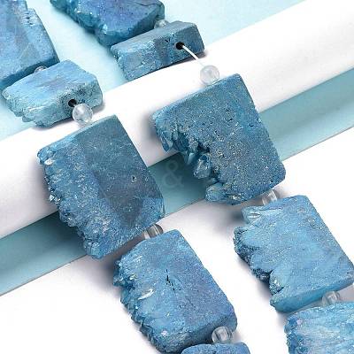 Electroplated Natural Druzy Crystal Beads Strands G-N0257-05-1