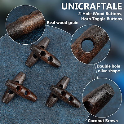 50Pcs 2-Hole Wood Buttons BUTT-UN0001-28A-01-1