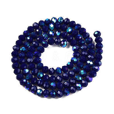 Electroplate Opaque Solid Color Glass Beads Strands EGLA-A044-P4mm-L07-1