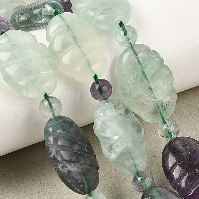 Natural Rainbow Fluorite Carved Beads Strands GG-CBA0487-D01-24x16mm-1