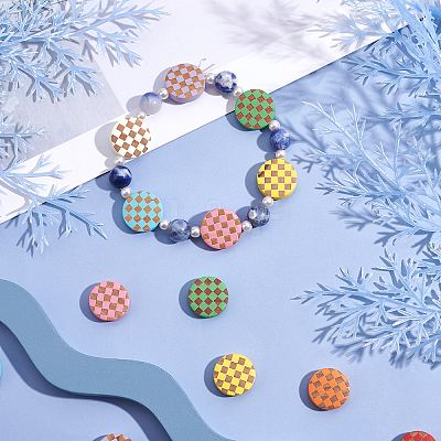 Painted Natural Wood Beads WOOD-FH0001-56-1