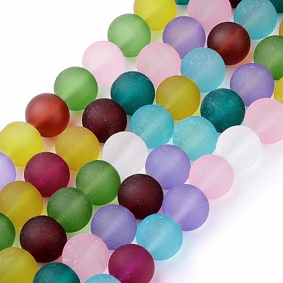Frosted Glass Beads Strands FGLA-MSMC001-02-1