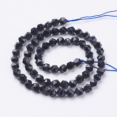 Synthetic Blue Goldstone Beads Strands G-J376-39-6mm-1