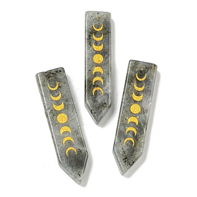 Natural Labradorite Moon Phase Pendants G-C145-01E-1