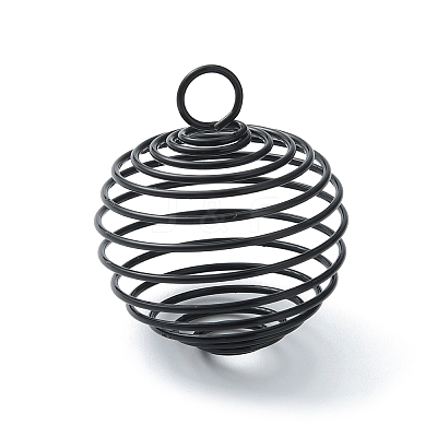 Carbon Steel Spiral Bead Cage Pendants IFIN-WH0027-47C-EB-1