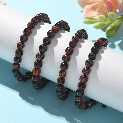 Synthetic Tiger Eye Round Bead Adjustable Braided Bracelets UO3136-16-1-1