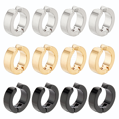 6 Pairs 3 Colors Ion Plating(IP) 304 Stainless Steel Cuff Earrings EJEW-UN0001-92-1