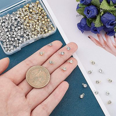 200Pcs 2 Colors Brass Setting with Middle East Rhinestone Pendants RB-FH0001-06-1