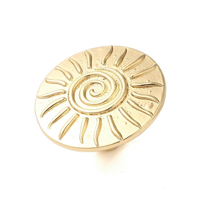 Big Flat Round with Sun Alloy Open Cuff Rings for Women LS-RJEW-U006-04G-1