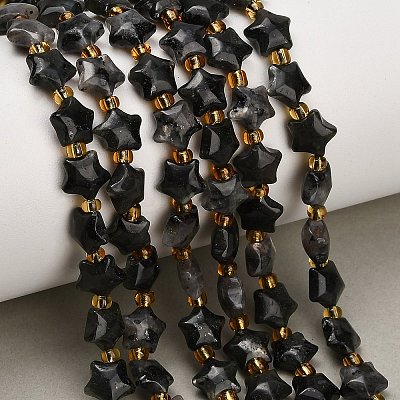 Natural Larvikite Beads Strands G-Z080-A29-8mm-1