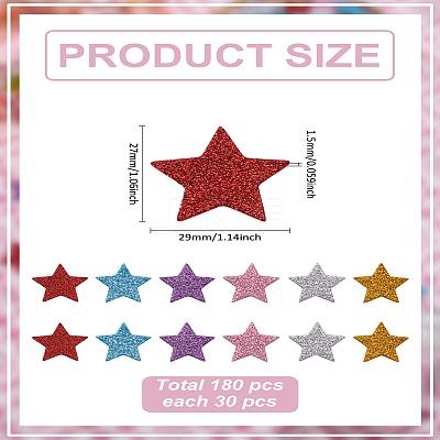 180Pcs 6 Colors EVA Glitter Powder Stickers DIY-LP0001-16-1