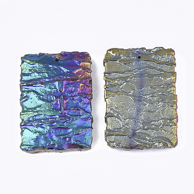 Electroplated Natural Dragon Blood Jasper Pendants G-S329-030-1