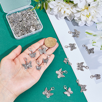 Butterfly Tibetan Style Alloy Pendant Decorations HJEW-HY00129-1