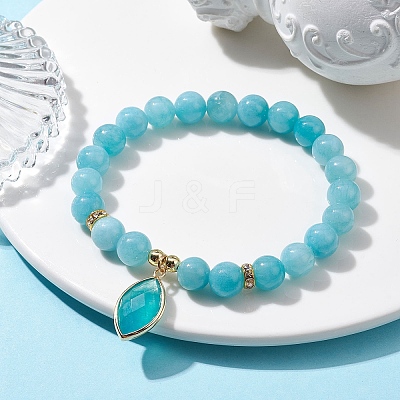 Natural Jade Stretch Bracelets BJEW-JB10092-02-1