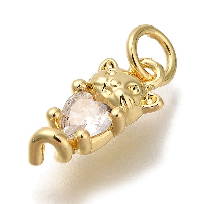 Rack Plating Brass Micro Pave Cubic Zirconia Charms KK-I720-31G-1