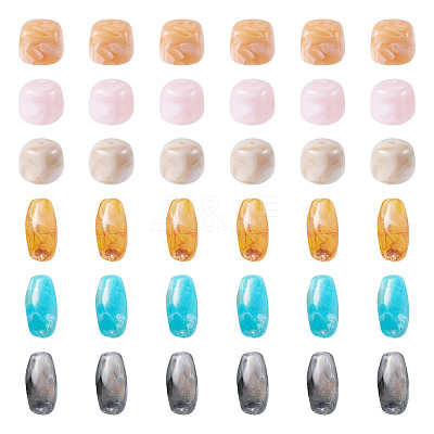 60Pcs 6 Colors Opaque Acrylic Beads OACR-TA0004-96-1