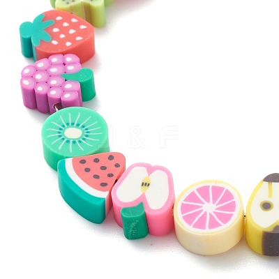 4Pcs 4 Style Handmade Polymer Clay Fruit & Synthetic Hematite & Turquoise(Dyed) Beaded Bracelets Set BJEW-JB08693-1