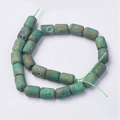 Electroplated Natural Druzy Geode Agate Bead Strands G-P251-C03-1