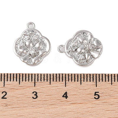 Brass Charms with Clear Glass KK-N254-57P-1