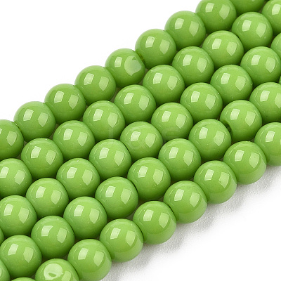 Opaque Solid Color Glass Beads Strands GLAA-T032-P10mm-06-1
