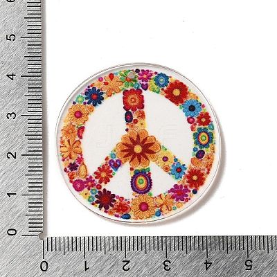 Flower with Peace Acrylic pendants OACR-B018-03-1