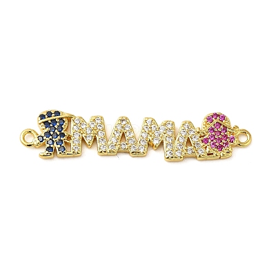 Rack Plating Brass Micro Pave Colorful Cubic Zirconia Connector Charms KK-K377-82G-1