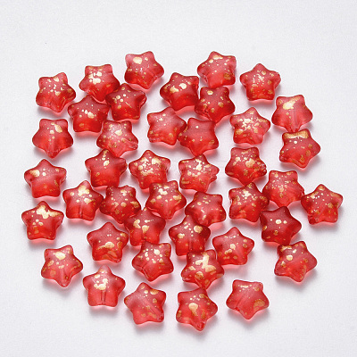 Spray Painted Glass Beads GLAA-R211-04-F02-1