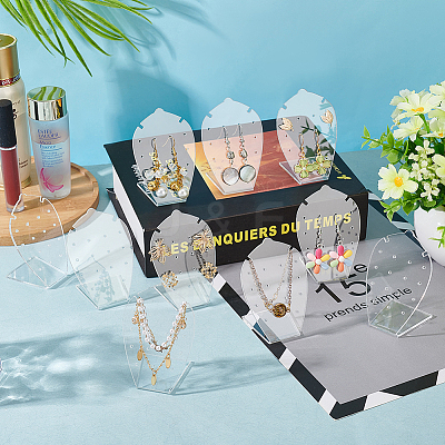 10Pcs L-Shaped Acrylic Slant Back Earring Display Stands EDIS-FG0001-64-1