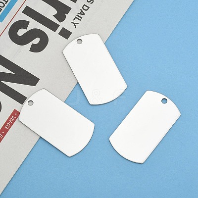 Non-Tarnish 201 Stainless Steel Rectangle Mirror Polished Finish Stamping Blank Tag Pendants X-STAS-S031-03-1