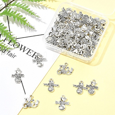 60Pcs 4 Styles Tibetan Style Zinc Alloy Pendants TIBEP-FS0001-35-1