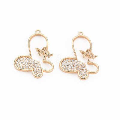 Brass Micro Pave Clear Cubic Zirconia Pendants KK-S364-267-1