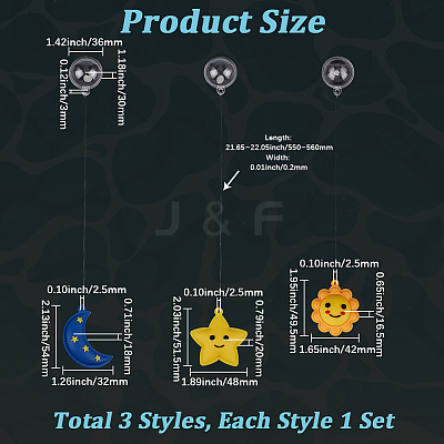 3Pcs 3 Styles Floating Silicone & Plastic Display Decorations AJEW-GF0013-34-1