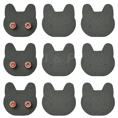 100Pcs Cat Shaped Paper Earring Display Cards EDIS-YW0001-09A-1